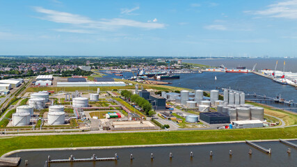 Aerial  from industry near Delftzijl in the Netherlands