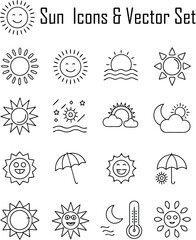 Fototapeta premium Sun Icons & Vector Set