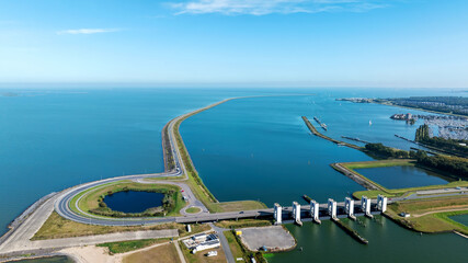Aerial from the Houtrib sluices at Lelystad in the Netherlands