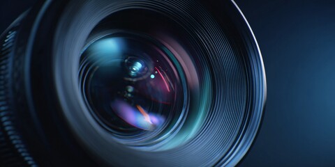 Close-Up of Camera Lens with Reflections