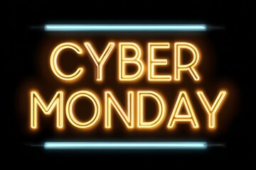 Obraz premium Here is my attempt: Cyber Monday glows with two blue lines above and below the text.