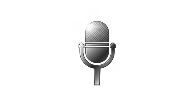 Silver Microphone Icon On Black Background
