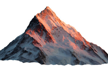  a mountain peak with snow and an orange glow, isolated on a transparent background, in a png file format
