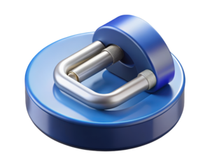 Blue and silver metal loop icon glossy surface technical detail industrial design 3d illustration isolated on transparent background