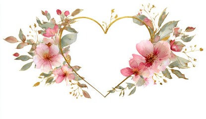Heart-shaped floral frame.  Delicate design