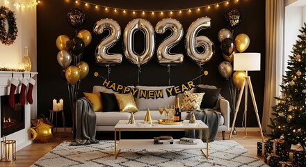 New year's eve celebration with 2026 balloons