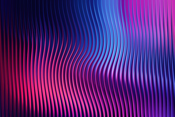 Wavy abstract background with vibrant pink and blue neon light illumination