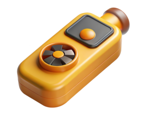 Cartoon anemometer airflow velocity meter wind speed measurement device for hvac engineering3d illustration isolated on transparent background