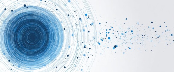 Abstract swirling design with concentric circles and scattered dots