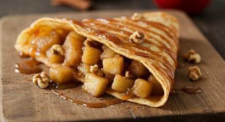 Crepe with Apple Caramel and Walnut