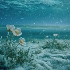 Underwater snowy flowers