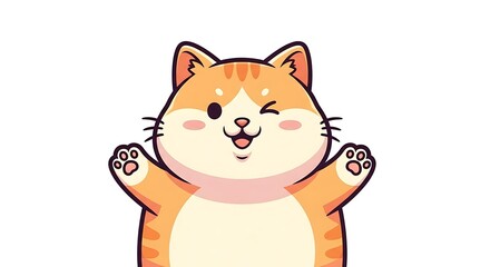 Obraz premium Podgy Cartoon Cat Mascot Vector Isolated on White