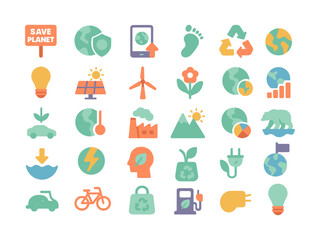 Nature conservation icons. Application interface icons