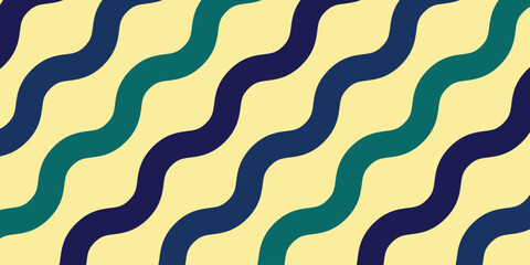 Smooth diagonal wave pattern in cool blue and teal, seamlessly repeating on a light yellow background, offering a versatile abstract design element