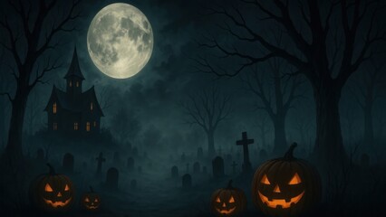 Fototapeta premium Spooky Halloween night scene.
