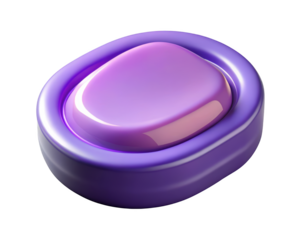 Glossy purple abstract form minimalist design circular shape geometric object modern style aesthetic rendering 3d illustration isolated on transparent background