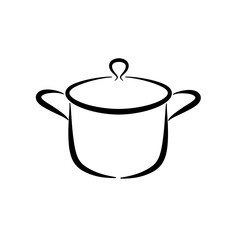Cooking pot line art minimalist illustration
