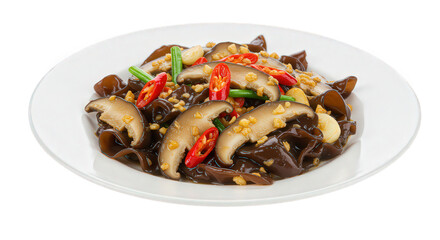 Stir-fried wood ear mushrooms with chili and garlic