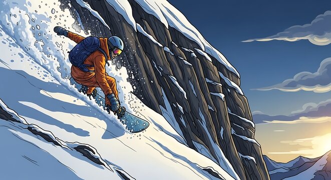 Snowboarder on Mountain.