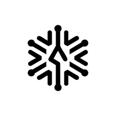 Obraz premium Stylized snowflake circuit design merging technology with winter symbol to represent cold storage, AI cooling, or eco-tech solutions.