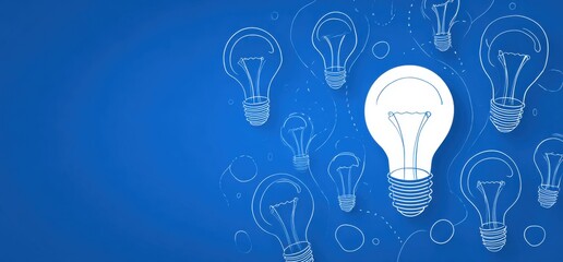 Abstract graphic of light bulbs on a blue background