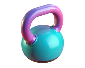 Kettlebell gym equipment fitness training weightlifting exercise bodybuilding strength and conditioning 3d illustration isolated on transparent background