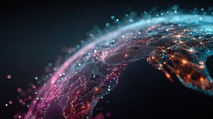 Futuristic glowing digital map of Earth with global data connections