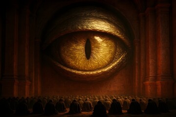 Golden Eye in Crimson Temple – Surreal Cinematic Fantasy