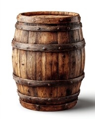 Obraz premium A wooden barrel on a white background