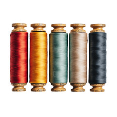 Collection of colorful sewing thread spools arranged neatly for crafting and tailoring projects