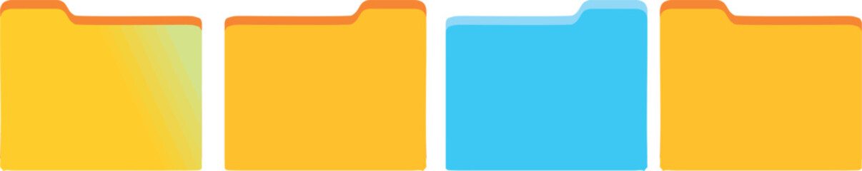 Yellow and blue folder icon set for documents files storage digital organization archive management computer directory symbol file system data structure office business information design