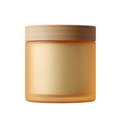 Minimalist frosted plastic cylindrical packaging jar with textured lid for cosmetics or skincare
