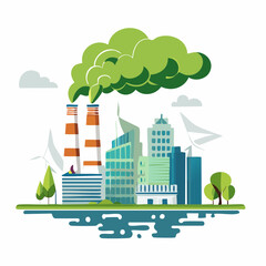 Obraz premium ecological factory smoke comes into the city with a lot of pollution