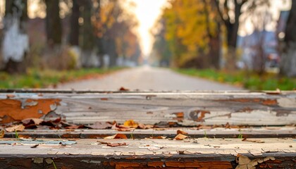 Fototapeta premium Weathered wood and autumn path
