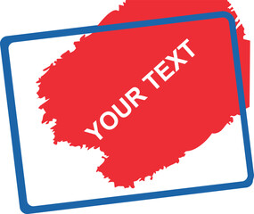 Red paint brush stroke with blue frame border and customizable text placeholder design template for banner advertising poster flyer label background promotion announcement graphic