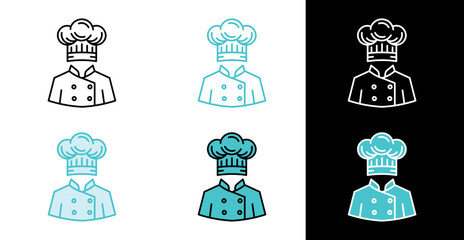 Chef hat and uniform icon in line and fill style