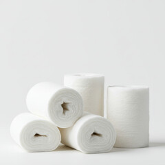cotton rolls on white background