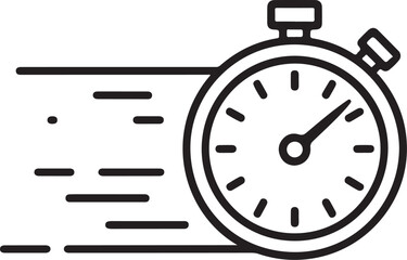 Speedy stopwatch icon representing fast time and quick delivery service