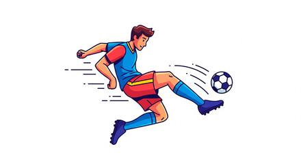 Cartoon Soccer Player Kicking Ball Vector
