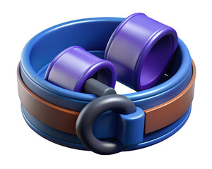 Stylized fantasy handcuffs with lock mechanism rendered in vibrant colors 3d illustration isolated on transparent background