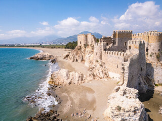 Mamure castle, Turkey: Aerial view of the ancient Mamure castle near Anamur between Mersin and Antalya by the Mediterranean sea
