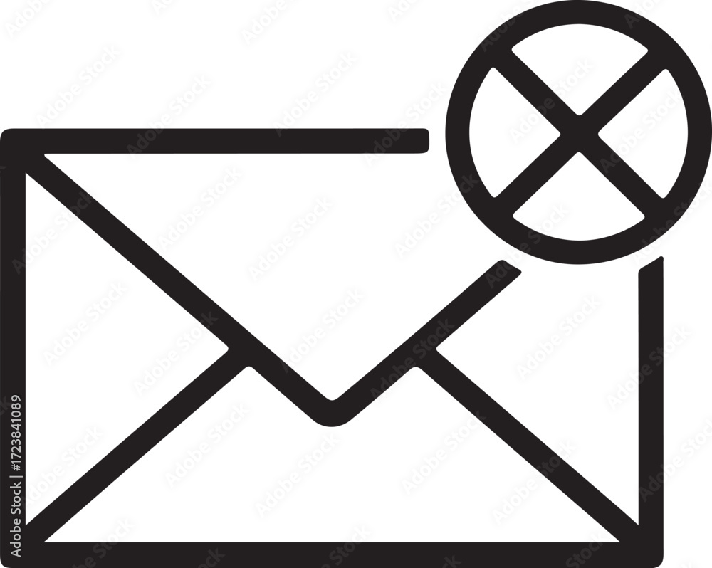 Poster Simple line icon of an envelope with a red x symbol indicating no mail