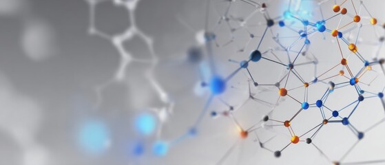 Abstract molecular structure.  3D network of interconnected spheres