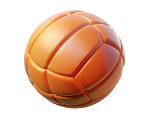 Stylized orange volleyball ball rendering precise details textured surface sport equipment 3d illustration isolated on transparent background