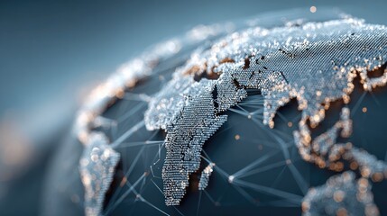 High tech digital Earth map with data flow and global connections