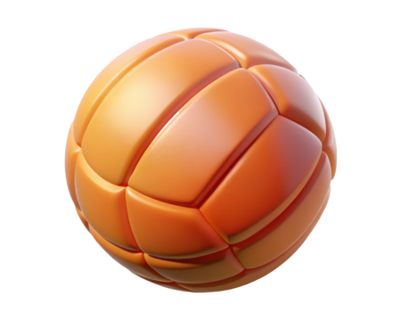 Stylized orange volleyball ball rendering precise details textured surface sport equipment 3d illustration isolated on transparent background