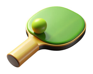 Table tennis paddle with ball sport equipment leisure activity recreation game ping pong 3d illustration isolated on transparent background