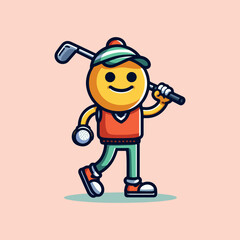 Funny golf  clipart logo icon vector white bacground .