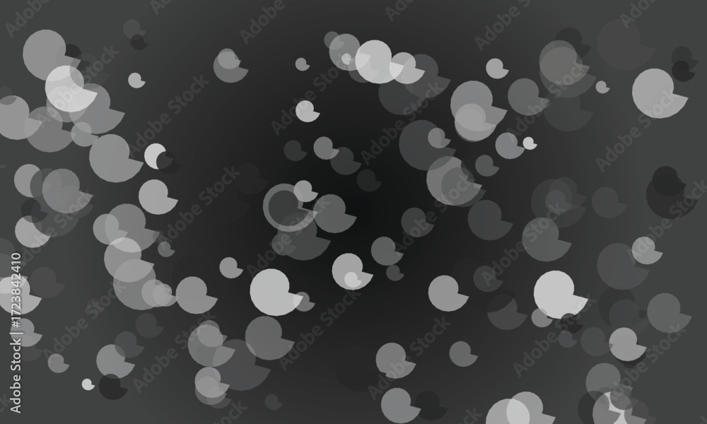 Poster abstract background with overlapping circular shapes and muted grayscale tones creating depth and vi