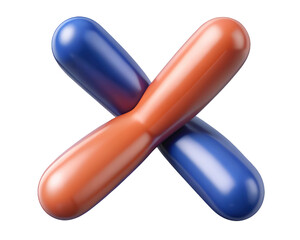 Two glossy capsules intersect in orange and blue healthcare medicine and pharmacy concepts 3d illustration isolated on transparent background